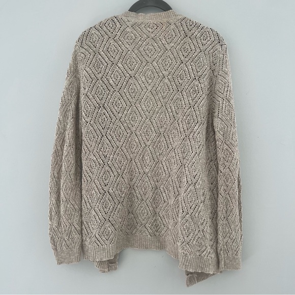 Beldoch Popper Beige Diamond Knit Cardigan Sz Lg - Picture 2 of 3